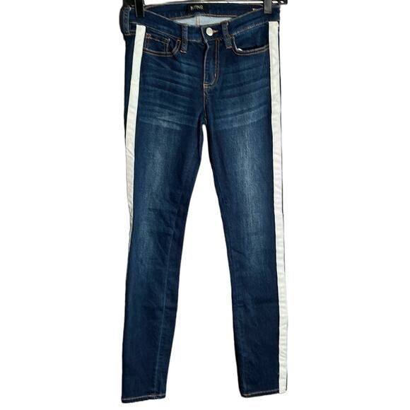 Buffalo David Britton Faith Mid Rise Skinny Stretch Jeans White Stripe Size 25 - Picture 1 of 10